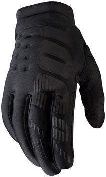100% Brisker Gloves - Black Full Finger Mens X-Large