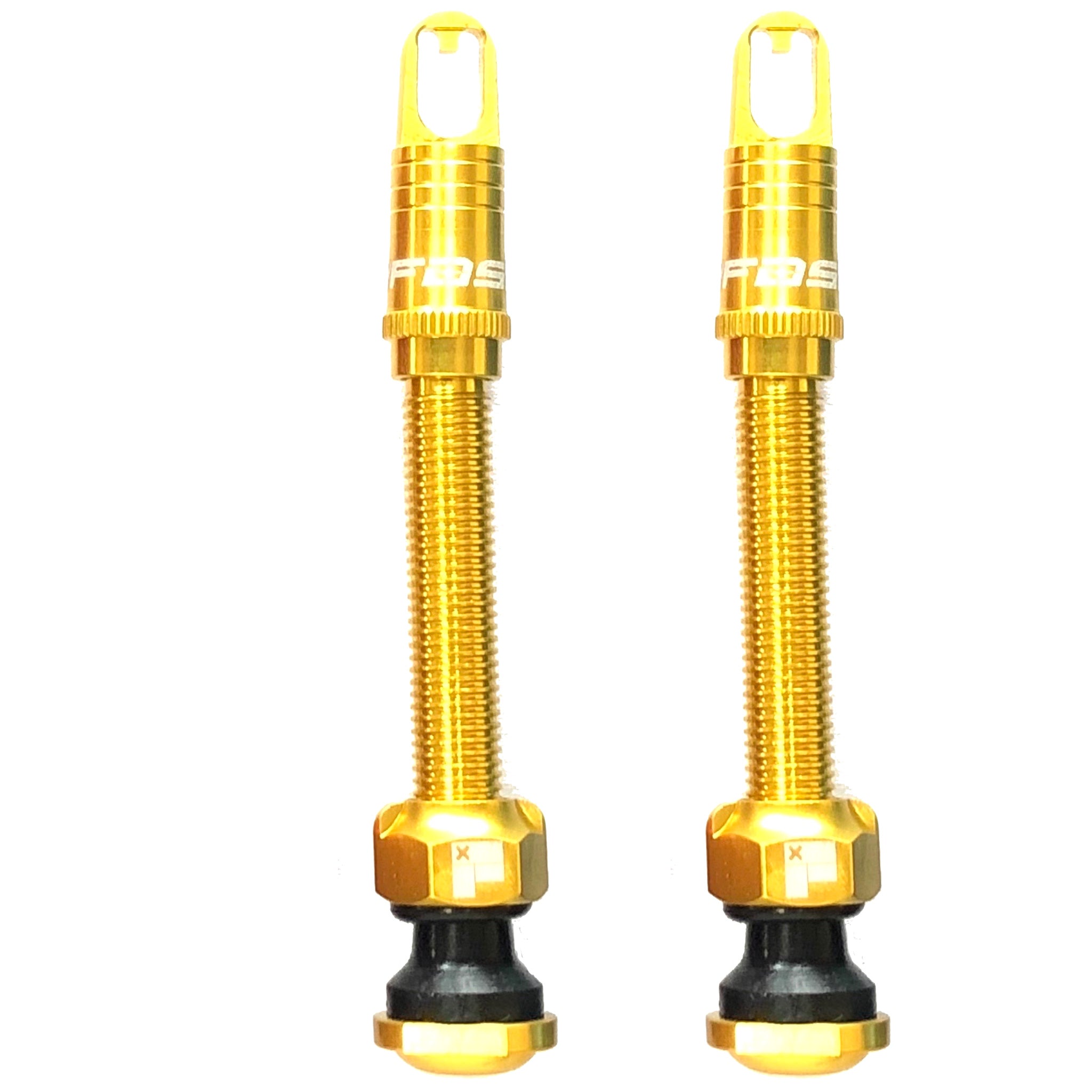 RideFast Nut Jobs Tubeless Valves 46mm Pair- Gold