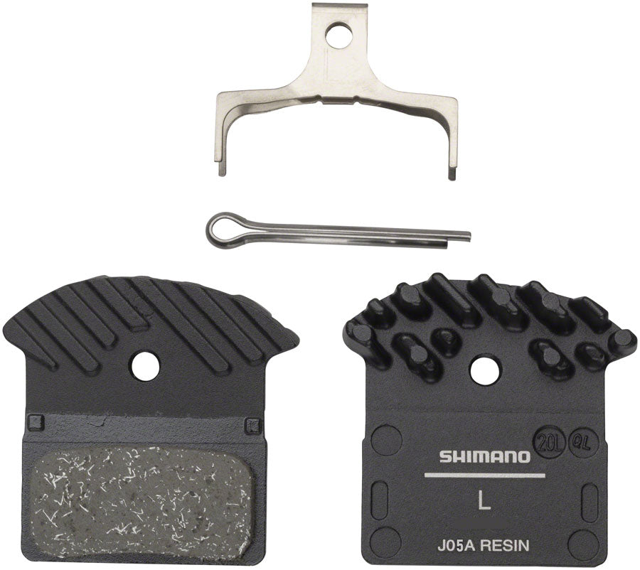 Shimano J05A-RF Disc Brake Pad and Spring - Resin Compound, Finned Aluminum Back Plate