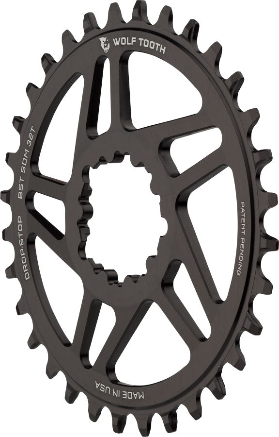 Wolf Tooth Direct Mount Chainring - 32t SRAM Direct Mount Drop-Stop A For SRAM 3-Bolt Boost Cranks 3mm Offset BLK