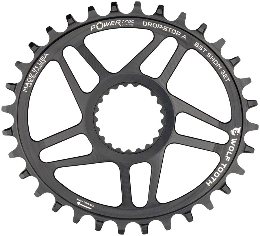Wolf Tooth Elliptical Direct Mount Chainring - 32t Shimano Direct Mount Drop Stop A Boost 3mm Offset BLK