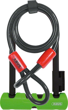 Abus Ultra 410 U-Lock - 3.9 x 7" Keyed BLK/Green Includes Cobra cable bracket